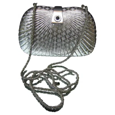Pre-owned Saks Fifth Avenue Italian Silver Metal Minaudiere' Clutch - Shoulder Bag C 1980s