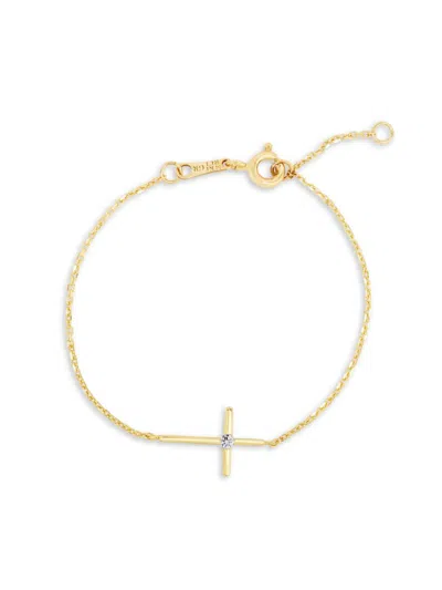 Saks Fifth Avenue Kid's 14k Yellow Gold & Cubic Zirconia Cross Bracelet