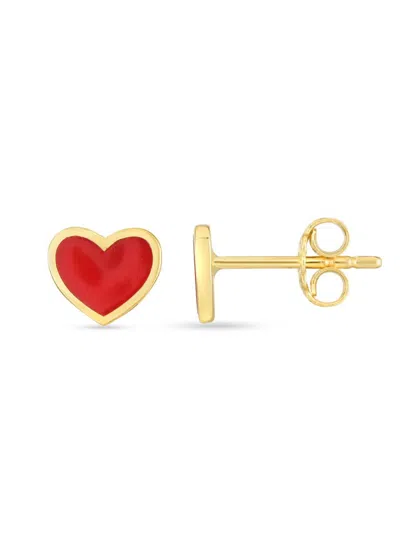 Saks Fifth Avenue Kid's 14k Yellow Gold & Enamel Heart Stud Earrings