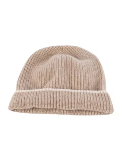 Pre-owned Saks Fifth Avenue Knit Beanie W/tags In Neutrals/white