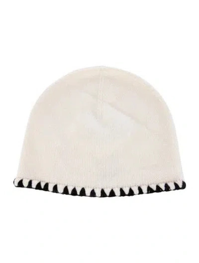 Pre-owned Saks Fifth Avenue Knit Cashmere Beanie  W/tags In Black/white