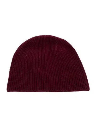 Pre-owned Saks Fifth Avenue Knit Cashmere Beanie  W/tags In Burgundy
