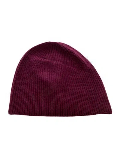 Pre-owned Saks Fifth Avenue Knit Cashmere Beanie W/tags In Burgundy