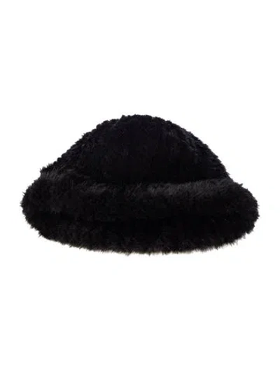 Pre-owned Saks Fifth Avenue Knit Mink Cap In Black