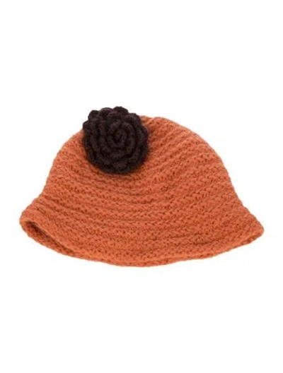 Pre-owned Saks Fifth Avenue Knitted Bucket Hat In Orange