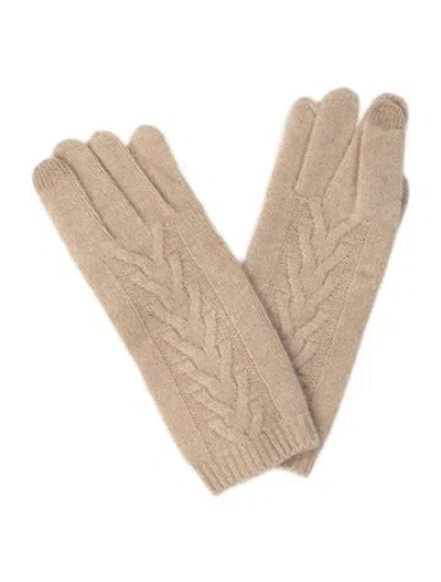 Pre-owned Saks Fifth Avenue Knitted Cashmere Winter Gloves W/tags In Neutrals