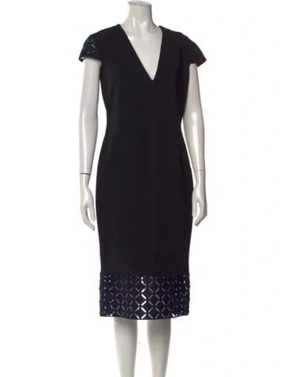 Pre-owned Saks Fifth Avenue Lace Pattern Knee-length Dress In Black