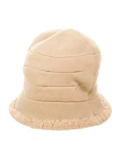 Pre-owned Saks Fifth Avenue Lamb Fur Bucket Hat In Neutral