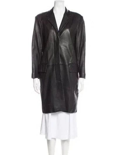 Pre-owned Saks Fifth Avenue Lambskin Coat In Gray