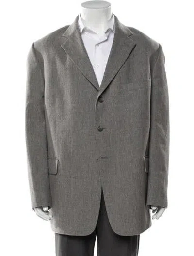 Pre-owned Saks Fifth Avenue Lambswool Blazer In Gray