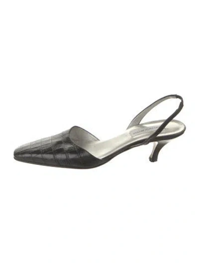 Pre-owned Saks Fifth Avenue Leather Animal Print Slingback Pumps In Multicolor
