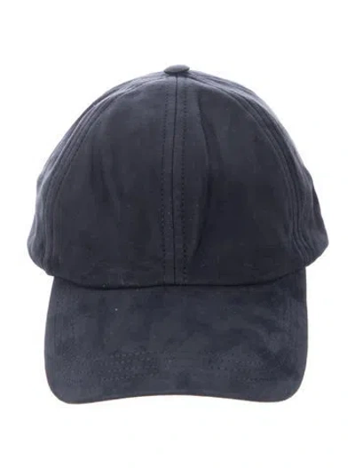 Pre-owned Saks Fifth Avenue Leather Baseball Cap In Blue