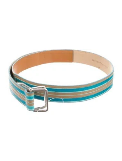 Pre-owned Saks Fifth Avenue Leather Belt In Blue/neutrals