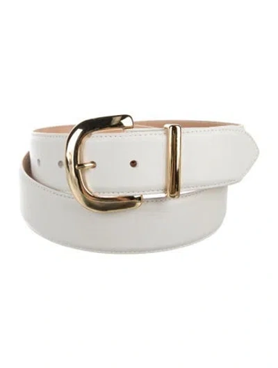 Pre-owned Saks Fifth Avenue Leather Belt In White