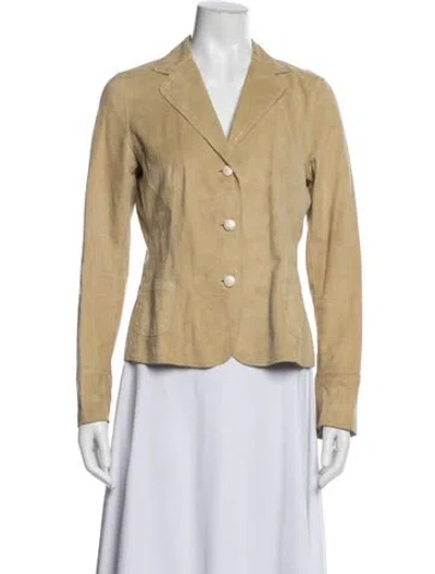 Pre-owned Saks Fifth Avenue Leather Blazer In Neutral