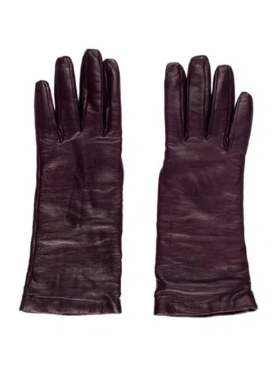 Pre-owned Saks Fifth Avenue Leather Cashmere Gloves In Purple