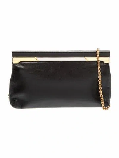 Pre-owned Saks Fifth Avenue Leather Clutch In Black