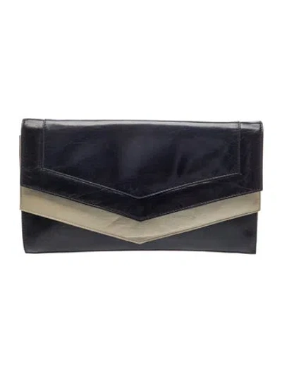Pre-owned Saks Fifth Avenue Leather Clutch In Blue