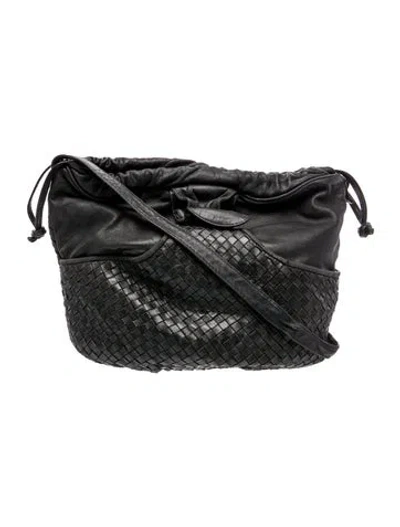 Pre-owned Saks Fifth Avenue Leather Crossbody Bag In Black