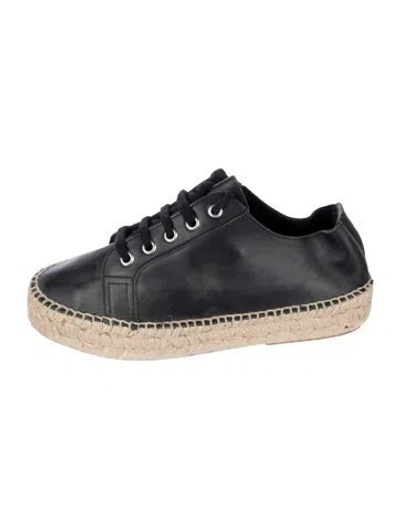 Pre-owned Saks Fifth Avenue Leather Espadrille Sneakers In Black