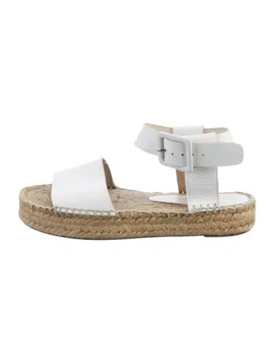 Pre-owned Saks Fifth Avenue Leather Espadrilles In Silver