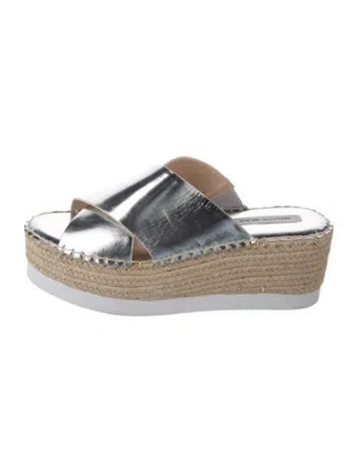Pre-owned Saks Fifth Avenue Leather Espadrilles In Silver