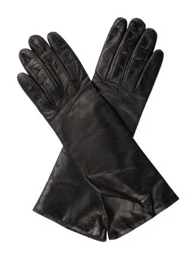 Pre-owned Saks Fifth Avenue Leather Gloves In Black