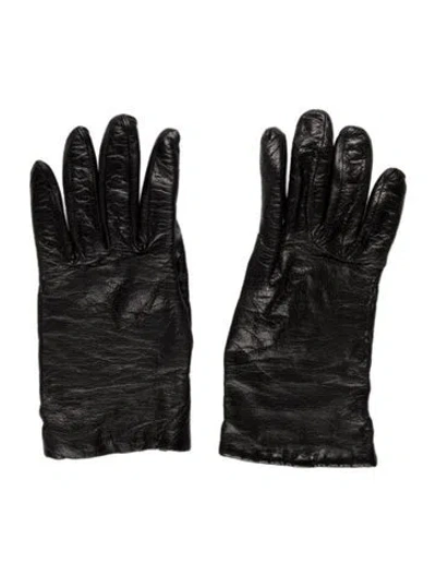Pre-owned Saks Fifth Avenue Leather Gloves In Black