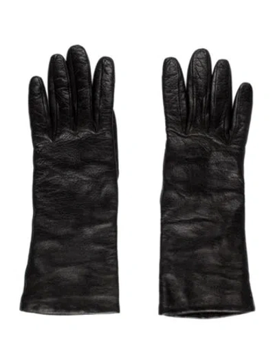 Pre-owned Saks Fifth Avenue Leather Gloves In Black