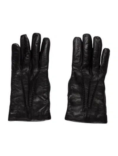 Pre-owned Saks Fifth Avenue Leather Gloves In Black