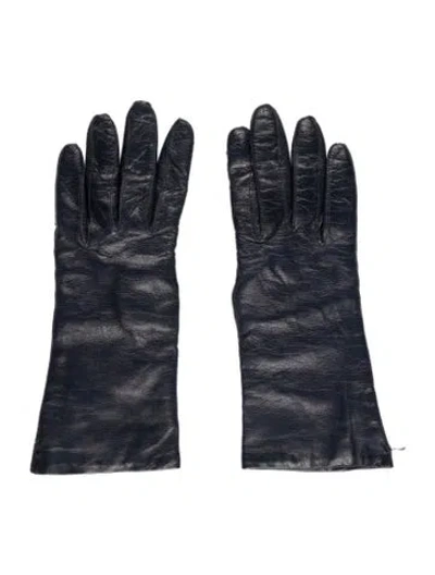 Pre-owned Saks Fifth Avenue Leather Gloves In Blue