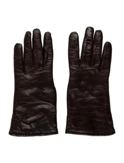 Pre-owned Saks Fifth Avenue Leather Gloves In Brown