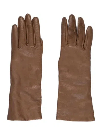Pre-owned Saks Fifth Avenue Leather Gloves In Brown