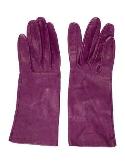 Pre-owned Saks Fifth Avenue Leather Gloves In Purple