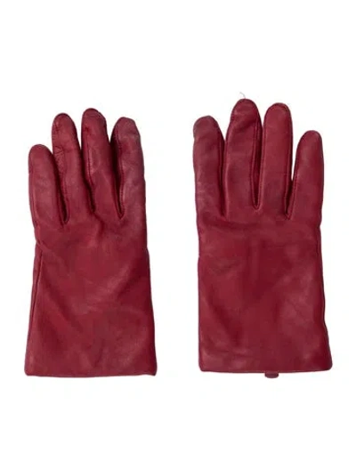 Pre-owned Saks Fifth Avenue Leather Gloves In Red
