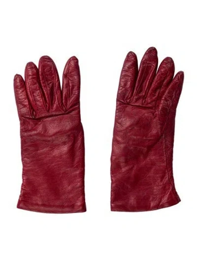 Pre-owned Saks Fifth Avenue Leather Gloves In Red