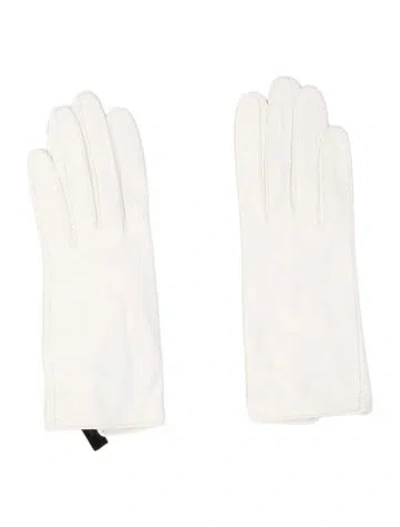 Pre-owned Saks Fifth Avenue Leather Gloves In White