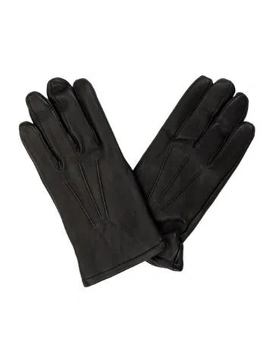 Pre-owned Saks Fifth Avenue Leather Gloves W/tags In Black