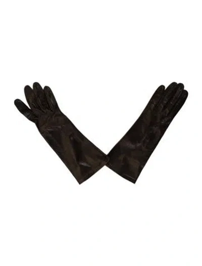 Pre-owned Saks Fifth Avenue Leather Gloves W/tags In Brown