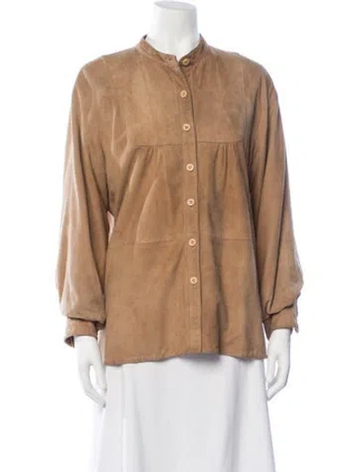 Pre-owned Saks Fifth Avenue Leather Jacket In Neutrals