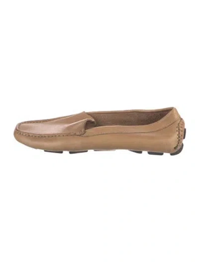 Pre-owned Saks Fifth Avenue Leather Loafers In Neutrals