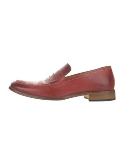 Pre-owned Saks Fifth Avenue Leather Loafers In Red