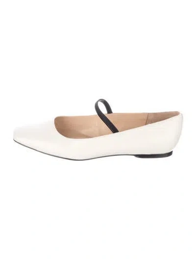 Pre-owned Saks Fifth Avenue Leather Mary Jane Flats In Neutrals