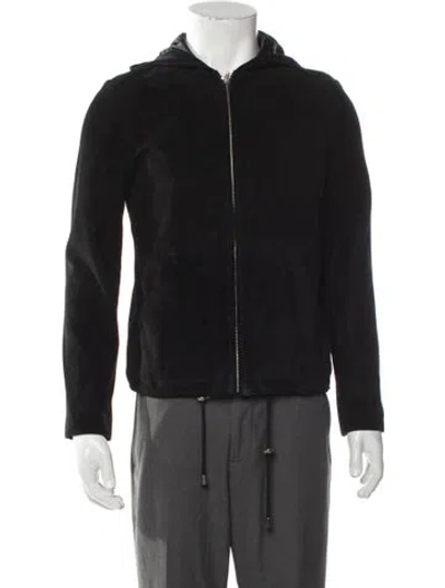 Pre-owned Saks Fifth Avenue Leather Moto Jacket In Black