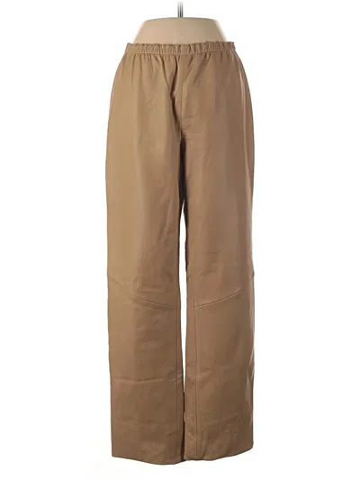 Pre-owned Saks Fifth Avenue Leather Pants In Tan