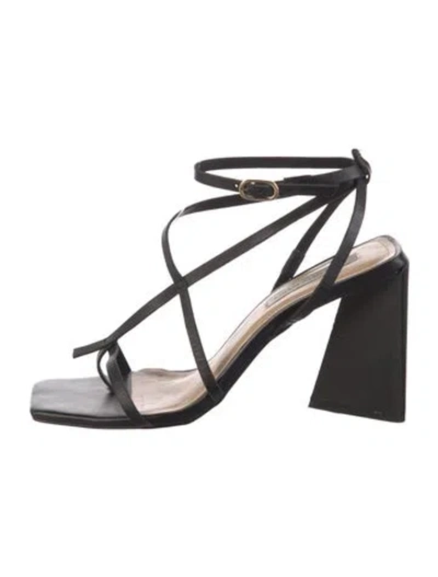 Pre-owned Saks Fifth Avenue Leather Sandals In Black