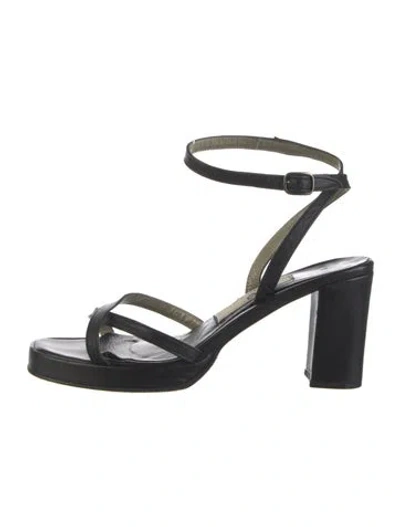 Pre-owned Saks Fifth Avenue Leather Sandals In Black