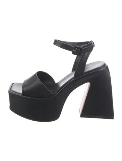 Pre-owned Saks Fifth Avenue Leather Sandals In Black