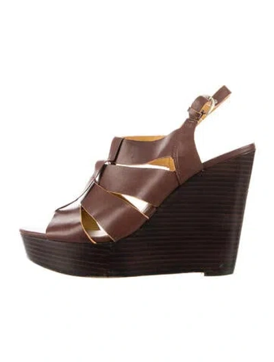 Pre-owned Saks Fifth Avenue Leather Sandals In Brown