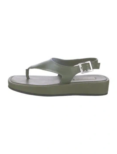 Pre-owned Saks Fifth Avenue Leather Sandals In Green